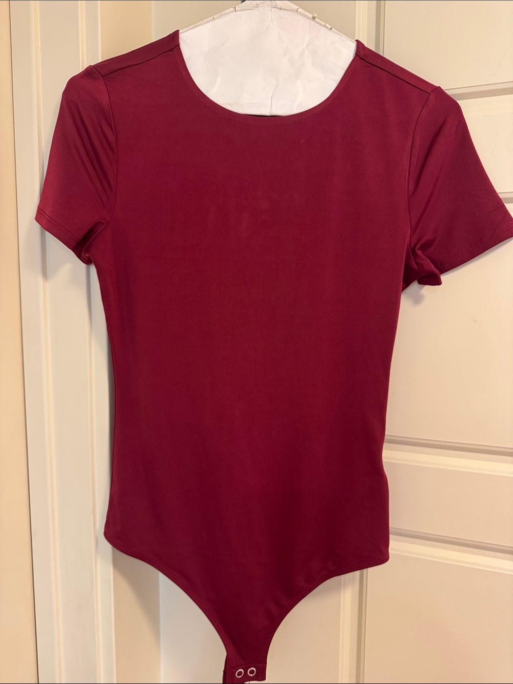 Express Short Sleeve Burgundy Stretch Bodysuit